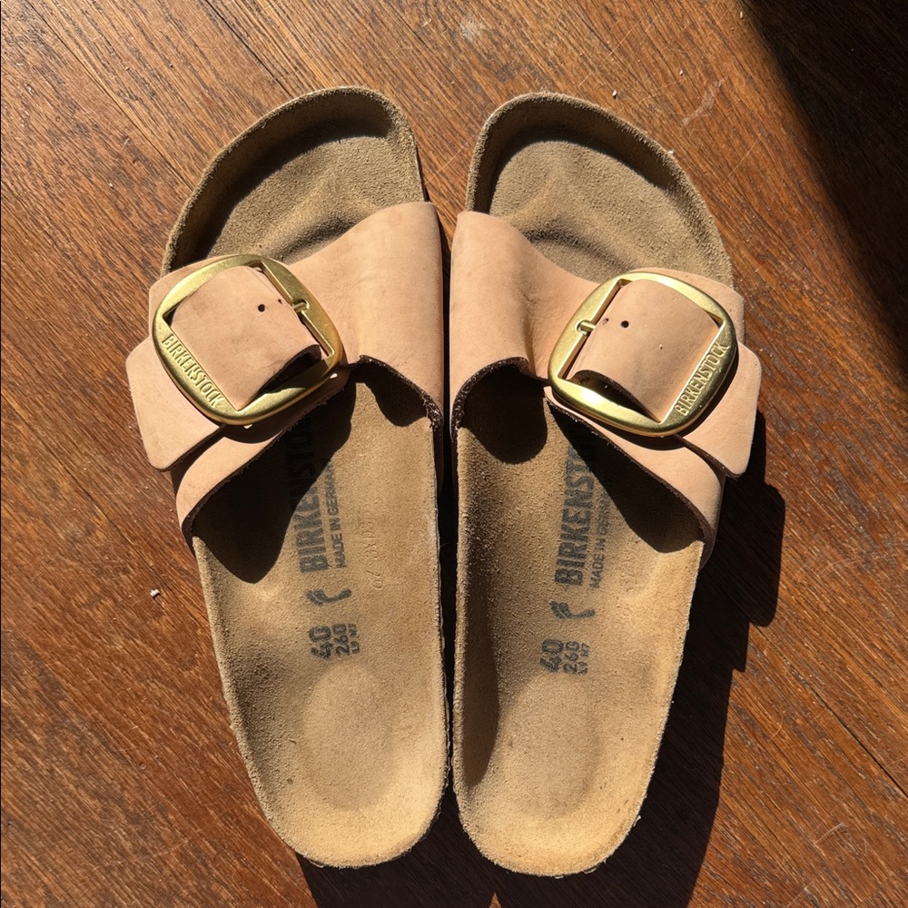 Birkenstock Kids Brown Sandals with Gold Buckle
